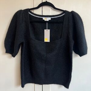 NWT Boden Square Neck Fluffy Mohair & Wool Blend Black Sweater